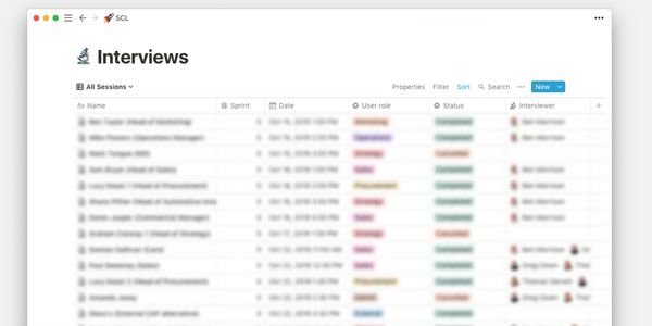 Stakeholder interviews in Notion